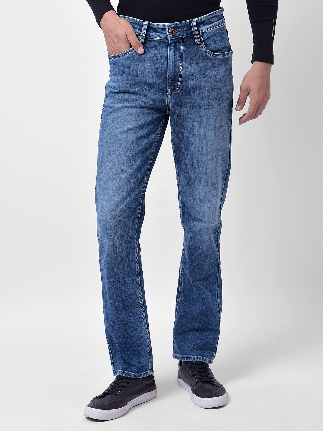 Numero Uno Men Blue Light Wash Slim-Fit Sustainable Jeans